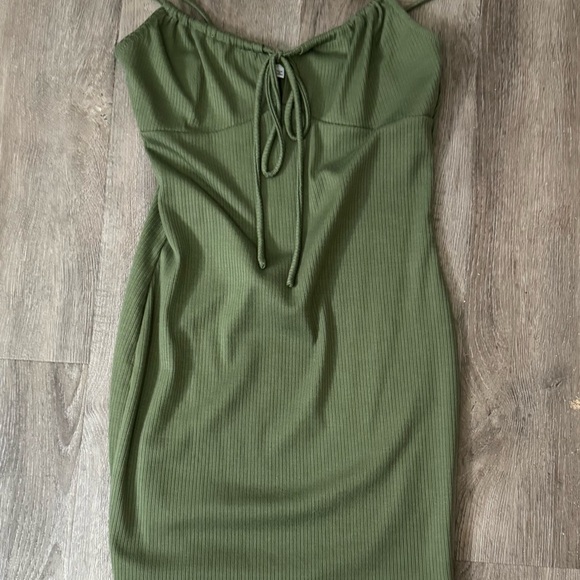 Olive Green Mini Dress - Picture 2 of 4
